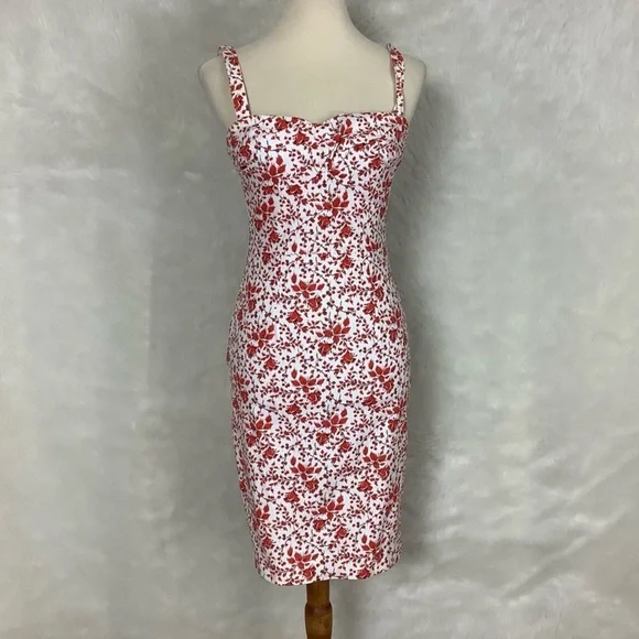 Dixifried Pinup Couture Red And White Floral Print Wiggle Dress - Picture 1 of 4